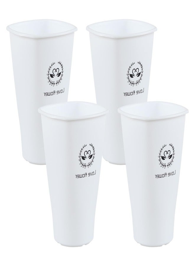 Yesdate 12 Inch Tall Flower Plant Buckets with Handles, Deep Plastic Flower Holder Tall Plant Pot, Planter Farmhouse Vase, Set of 4, White - Image 1